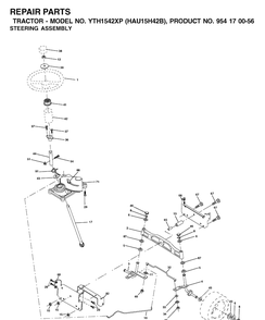 Steering Diagram and Parts List for YTH1542XP (HAU15H42B)(2003-01) Husqvarna Lawn Tractor