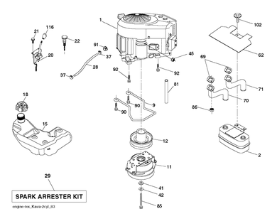 Engine Diagram and Parts List for TS142TXD (96041045000)(2020-03) Husqvarna Lawn Tractor