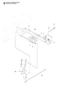 Height Adjustment Diagram and Parts List for R13AWD (965094601)(2007-01) Husqvarna Lawn Tractor
