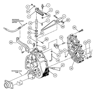 Transaxle - Gasoline Vehicles, Gear Cases And Brackets Diagram and Parts List for HUV4210GXP 2005-06 Husqvarna Lawn Tractor