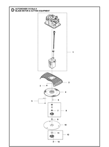 Blade Motor And Cutting Equipment Diagram and Parts List for 310 Mark II Husqvarna Lawn Mower