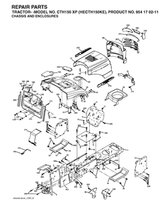 Chassis And Enclosures Diagram and Parts List for CTH150XP (HECTH150KE)(2004-06) Husqvarna Lawn Tractor