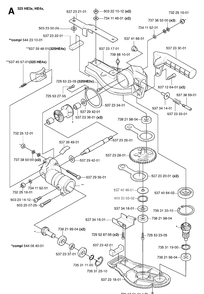 Gear Housing Diagram and Parts List for 325HA110 20054000001-20040100000 Husqvarna Hedge Trimmer
