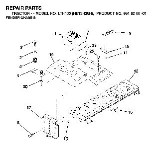 Chassis And Enclosures Diagram and Parts List for LTH130 (HE13H36H, 954820001)(2000-02) Husqvarna Lawn Tractor