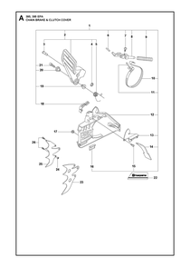 Chain Brake And Clutch Cover Diagram and Parts List for 395XP-395XPG 395 XP W - 395 XP GW Husqvarna Chainsaw
