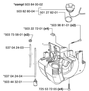 Crankcase Diagram and Parts List for 232L 2002-09 Husqvarna Brush Cutter