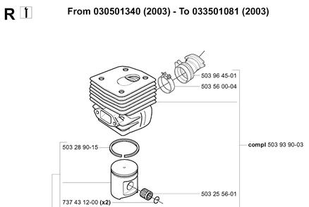 Service Updates Diagram and Parts List for 365 20051800001-20070900000 Husqvarna Chainsaw