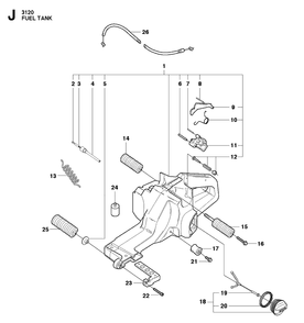Fuel Tank Diagram and Parts List for 3120XP-3120XPEPA 20162700001-20180900000 Husqvarna Chainsaw