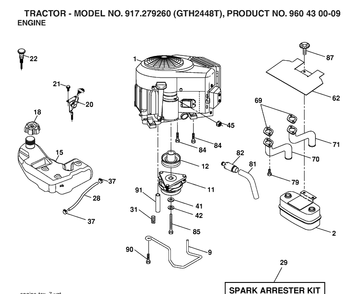 Engine Diagram and Parts List for GTH2448T (917279260)(2006-06) Husqvarna Lawn Tractor