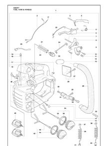 Fuel Tank And Handle Diagram and Parts List for 338XPT 2010-02 Husqvarna Chainsaw