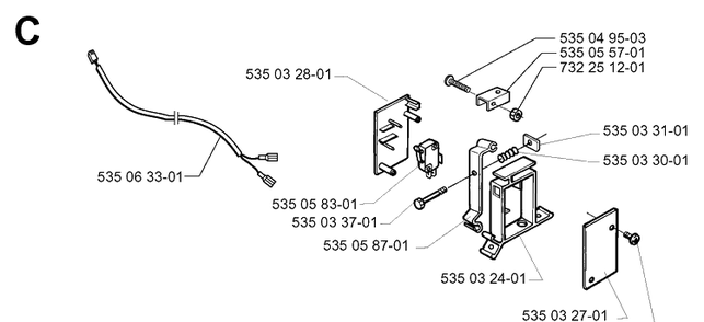 Collision Tower 6 Diagram and Parts List for G1 1998-2003 Husqvarna Lawn Mower