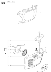 Starter Diagram and Parts List for 353 20071300001-20090400000 Husqvarna Chainsaw