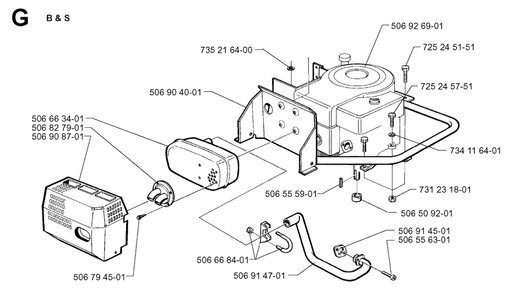 Engine Diagram and Parts List for R11BIO 1999-04 Husqvarna Lawn Tractor