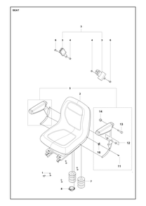 Seat Diagram and Parts List for P524XREFI  Husqvarna Lawn Tractor