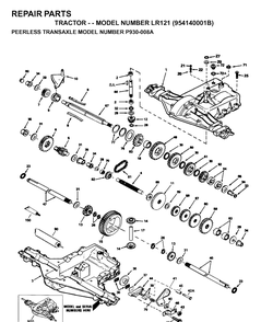 Transmission Diagram and Parts List for LR121 (954140001B)(1997-01) Husqvarna Lawn Tractor