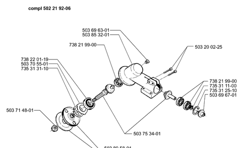 Gearhead Diagram and Parts List for 325E (X-SERIES)(1999-10) Husqvarna Edger