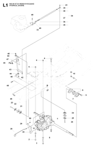Hydraulic Pump - Motor Diagram and Parts List for R15-V2AWD (965094701)(2007-01) Husqvarna Lawn Tractor