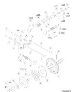 Valves And Camshaft Diagram and Parts List for HUV4421GXP 2006-11 Husqvarna Lawn Tractor