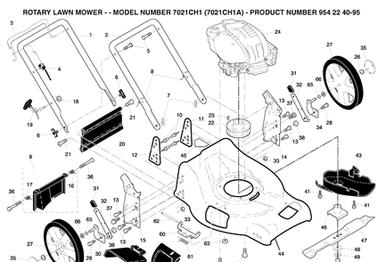 Repair Parts 2 Diagram and Parts List for 7021CH1 (954224095)(2004-06) Husqvarna Lawn Mower