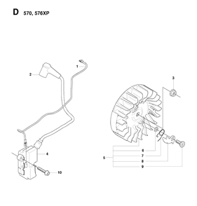 Ignition System Diagram and Parts List for 576XP-576XPEPA 20083100001-20100100000 Husqvarna Chainsaw