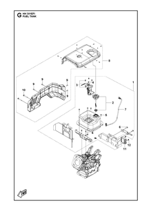 Fuel Tank Diagram and Parts List for 598610301 2021-07 Husqvarna Engine