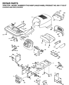 Chassis And Enclosures Diagram and Parts List for YTH2148XP (HAU21H48B)(2005-01) Husqvarna Lawn Tractor