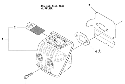 Muffler Diagram and Parts List for 450E 2009-02 Husqvarna Chainsaw