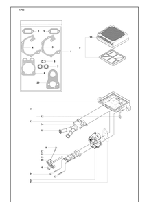 Air Filter Paper And Gasket Kit And Carburettor Diagram and Parts List for K750 2008-10 Husqvarna Lawn Tractor Accessories