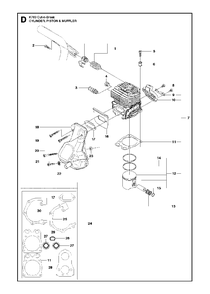 Cylinder, Piston And Muffler Diagram and Parts List for K760CUT-N-BREAK 2013-06 Husqvarna Circular Saw