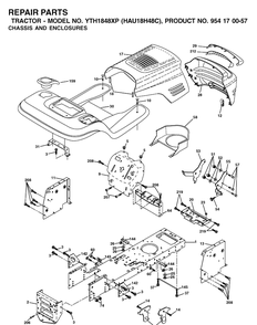 Chassis And Enclosures Diagram and Parts List for YTH1848XP (HAU18H48C)(2003-01) Husqvarna Lawn Tractor