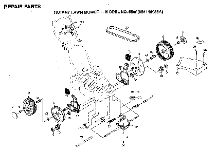 Repair Parts Diagram and Parts List for 56SF (954140035, 532702511)(1996-10) Husqvarna Lawn Mower