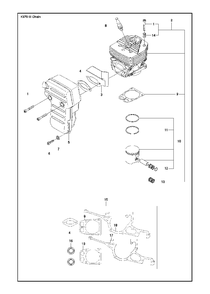 Cylinder, Piston And Muffler Diagram and Parts List for K970IIICHAIN 2017-03 Husqvarna Circular Saw