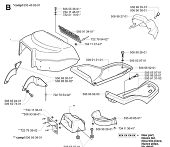 Hood Diagram and Parts List for PR15 2002-02 Husqvarna Lawn Mower