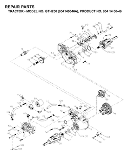 Transmission Diagram and Parts List for GTH200 (954140046A)(1998-09) Husqvarna Lawn Tractor