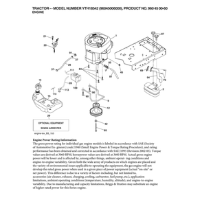 Engine Diagram and Parts List for 96045006000  Husqvarna Lawn Tractor