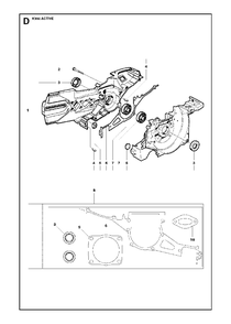 Crankcase Diagram and Parts List for K950 2007-01 Husqvarna Circular Saw