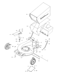 Chassis / Frame Diagram and Parts List for W21SK 2007-03 Husqvarna Lawn Mower