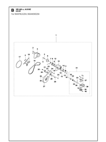 Gears Diagram and Parts List for WB48SE 96644090204 Husqvarna Lawn Mower