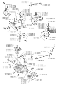 Transmission Diagram and Parts List for R1030 1997-05 Husqvarna Lawn Tractor
