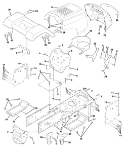 Chassis And Enclosures Diagram and Parts List for LT120 (954140047-B)(1998-01) Husqvarna Lawn Tractor