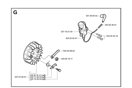 Ignition System Diagram and Parts List for 336 20051000001-20063600000 Husqvarna Chainsaw
