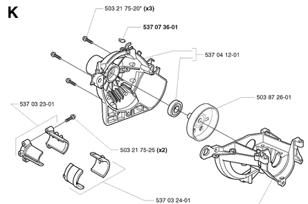Crankcase Diagram and Parts List for 325RX 20001900001-20010500000 Husqvarna Brush Cutter