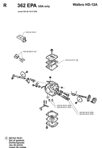 Carburetor Details 2 Diagram and Parts List for 362XP 19983100001-19991800000 Husqvarna Chainsaw