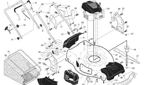 Frame And Engine Diagram and Parts List for LC356V (96141021200)(2018-08) Husqvarna Lawn Mower