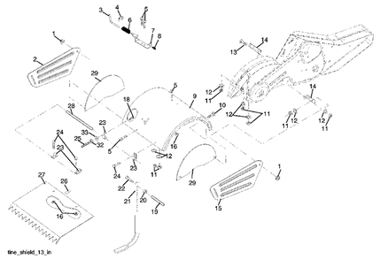 Tine Shield Diagram and Parts List for 650RTT (954329172-B)(2003-08) Husqvarna Tiller