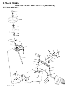 Steering Diagram and Parts List for YTH1542XP (HAU15H42E)(2004-01) Husqvarna Lawn Tractor