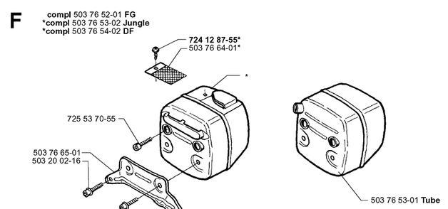 Muffler Diagram and Parts List for 371XP 19991800001-Current Husqvarna Chainsaw
