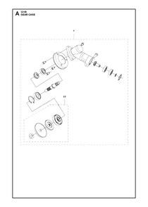 Gear Case Diagram and Parts List for 331R 20191400001 & Above Husqvarna Brush Cutter