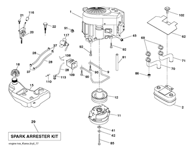 Engine Diagram and Parts List for TS354XD (96043030500)(2019-07) Husqvarna Lawn Tractor