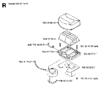 Air Filter Diagram and Parts List for RIDERPRO18AWD (965095001)(2007-03) Husqvarna Lawn Tractor